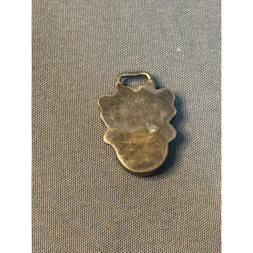 Vintage Zuni Sunface Inlay Pendant Sterling Silver Inlay Signed E+P Quam
